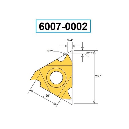 H & H Industrial Products 06ERA60 TiN Coated External Threading Carbide Insert 6007-0002